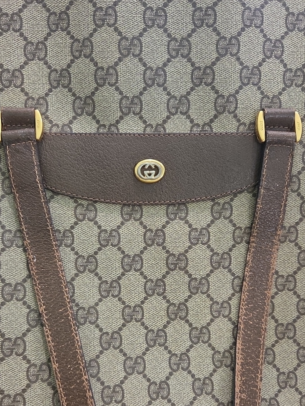 Gucci Beige GG Canvas Tote with Brown Leather and Sherryline- PROJECT - Picture 13 of 14